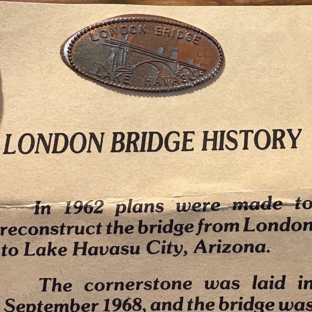 London Bridge Lake Havasu City Arizona Pressed Penny Souvenir Pamphlet
